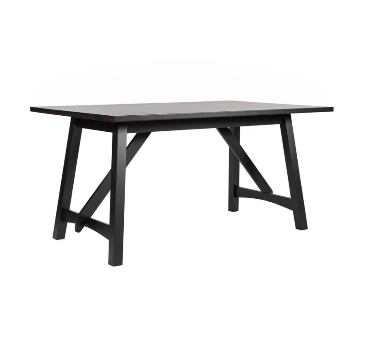 Everly 60" Solid Wood Trestle Base Dining Table, Farmhouse Style Commercial Grade Table with Seating for 6, Black Finish