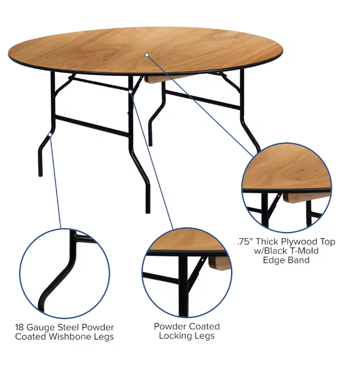 60" Wooden Folding Tables