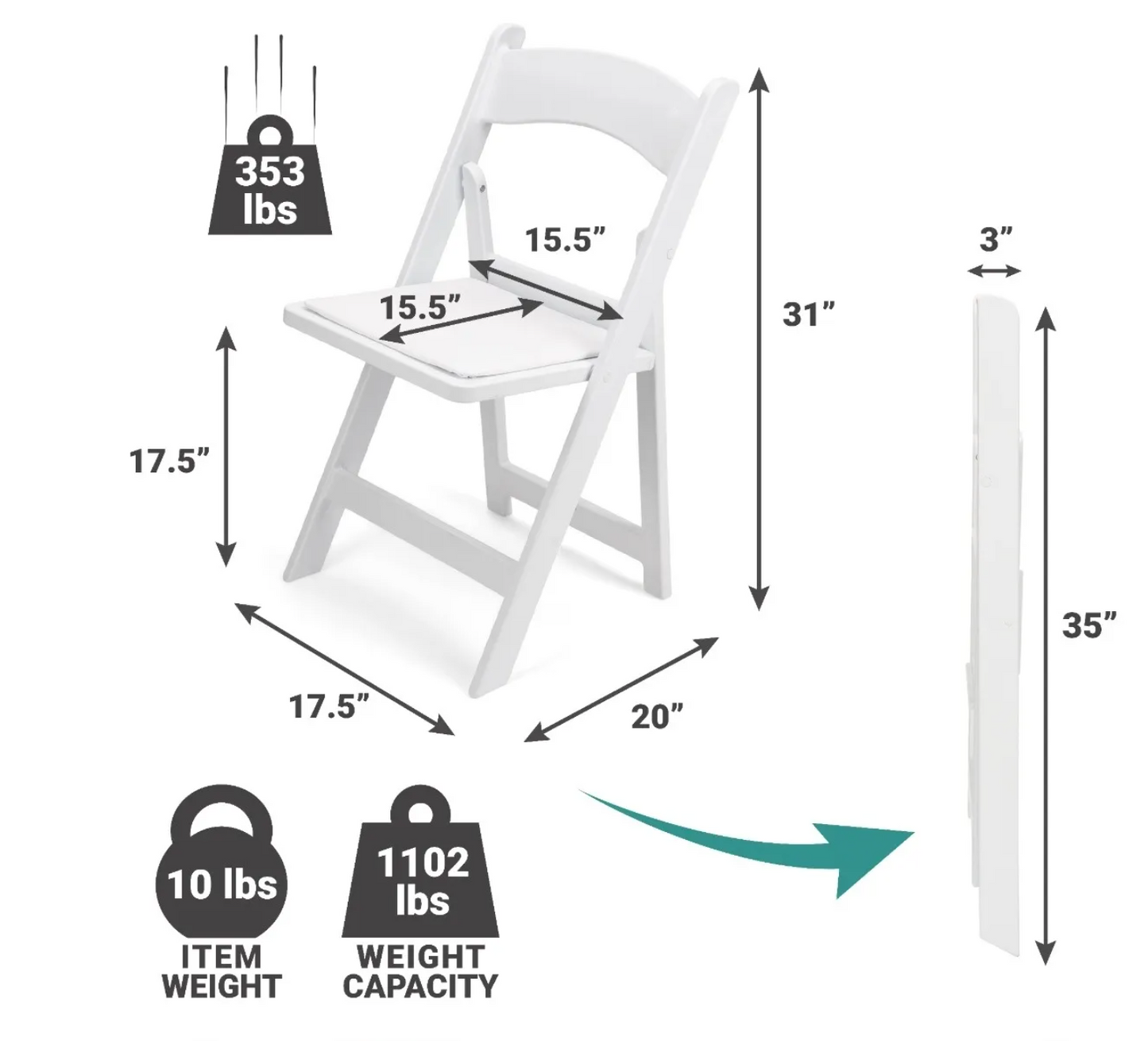 White Resin Folding Chair