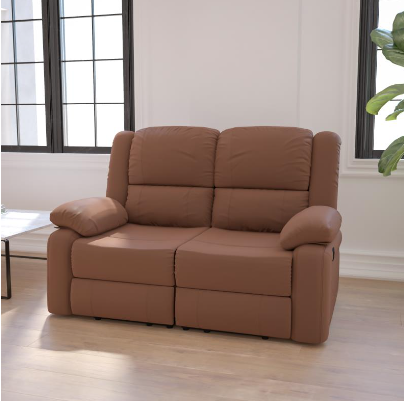 Harmony Series Chocolate Brown Microfiber Loveseat with Two Built-In Recliners