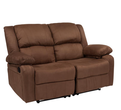 Harmony Series Chocolate Brown Microfiber Loveseat with Two Built-In Recliners